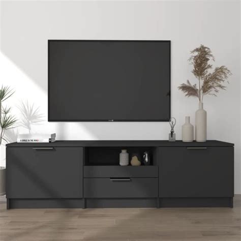 Omabeta Meubles Tv Meuble Tv Noir X X Cm Bois D Ing Nierie