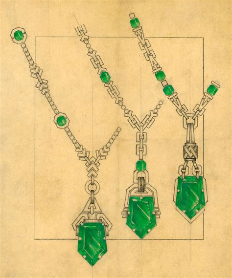 John Rubel Croquis Darchives Colliers Emeraudes Dessin De Bijoux Croquis De Bijoux