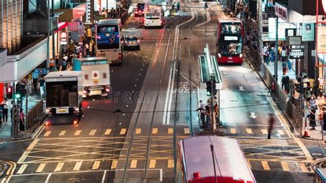 Time Lapse Of Car Bus Taxi Traffic Transportation Chinese People