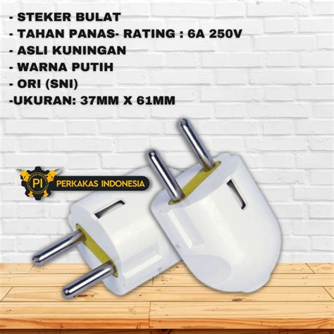 Jual Steker Listrik Model Bulat Putih Colokan Listrik Sambungan Kabel