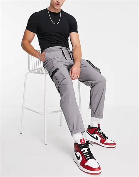 Topman Relaxed Track Pant Cargo In Gray Asos