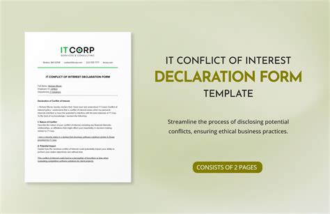 It Conflict Of Interest Declaration Form Template In Word Pdf Google