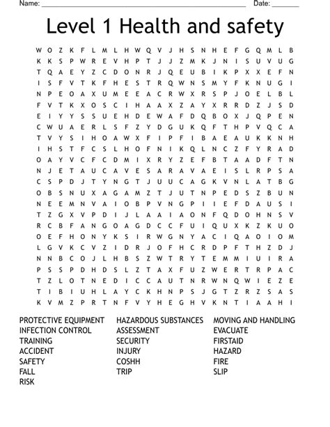 Health And Safety Word Search Printables Free Printable Worksheet