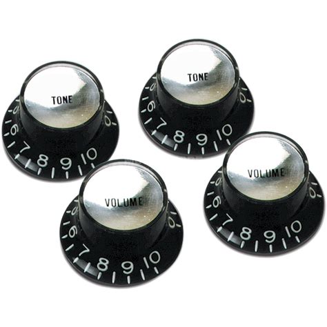 Gibson Prmk 010 Top Hat Knobs With Inserts 4 Pack Blacksilver Music