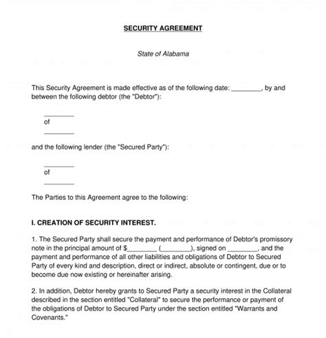 Security Agreement FREE Template Word PDF