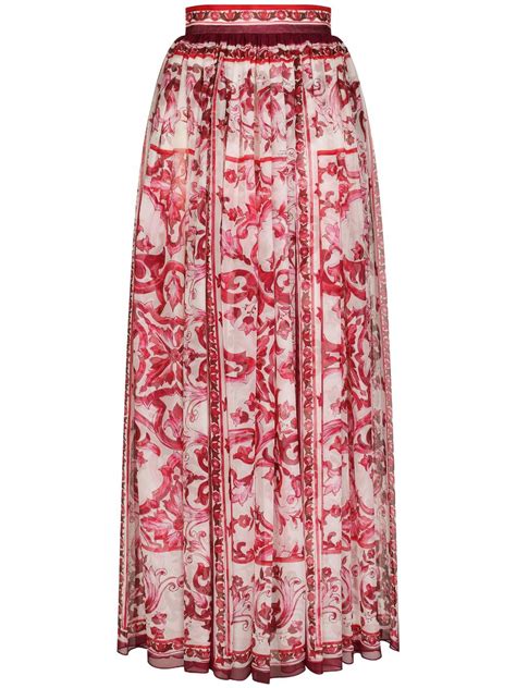 Dolce And Gabbana Majolica Print Silk Maxi Skirt Farfetch