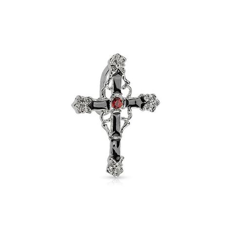 Piercing nombril inversé avec croix rouge et noire pour gothique