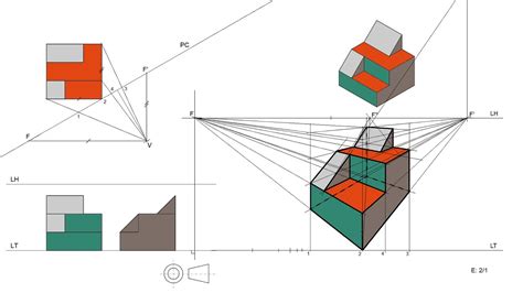 Perspectiva Cónica Oblicua por el Método del Arquitecto Vistas dadas en