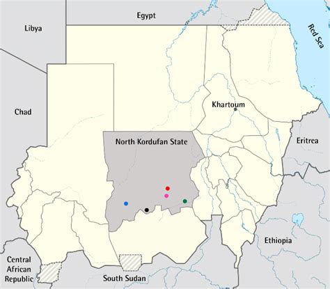 Map Of Sudan Showing Five Localities In North Kordufan State Included