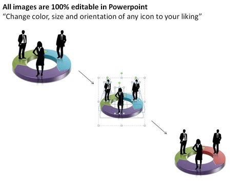 3 Interconnected Factors Circular Process With Silhouettes Or Components Ppt Slides Templates