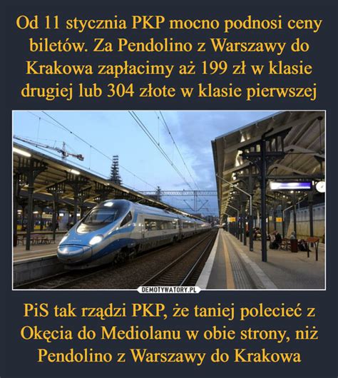 Od 11 stycznia PKP mocno podnosi ceny biletów Za Pendolino z Warszawy