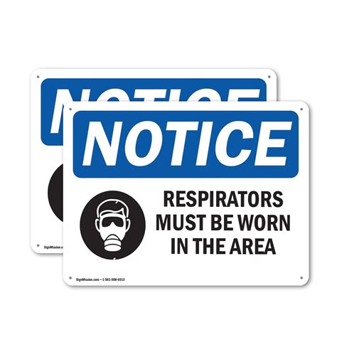 2 Pack Respirators Must Be Worn In This Area OSHA Notice Sign 18 Inch