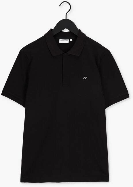 Zwarte Calvin Klein Polo Stretch Pique Slim Polo Omoda