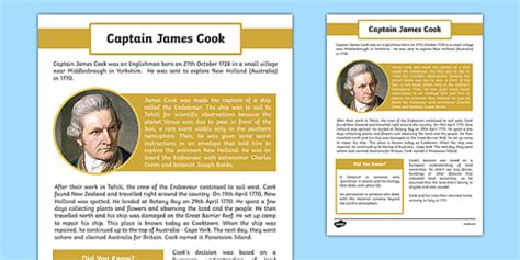 Captain James Cook Information Sheet Teacher Made Twinkl