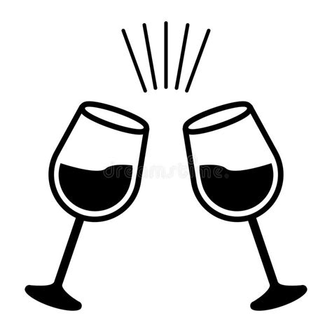 Monochrome Vector Graphic Of Two Glasses Of Wine Being Chinked Together