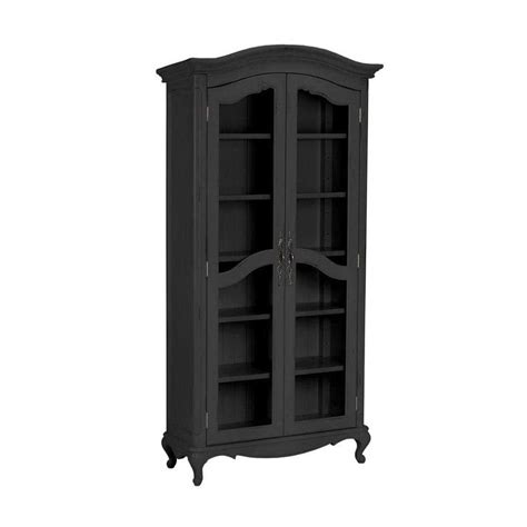 Home Decorators Collection Provence Black Glass Door Bookcase 0505400210 The Home Depot