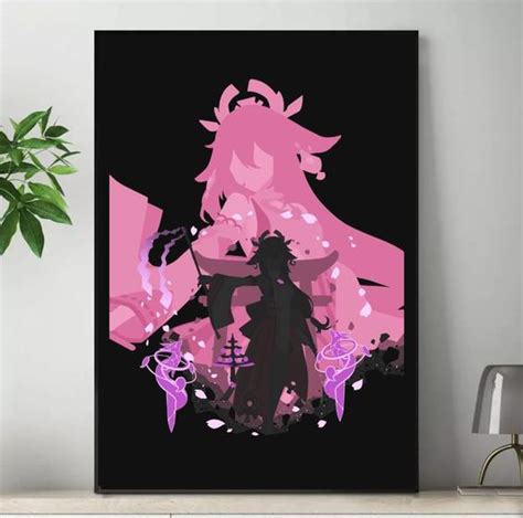 Quadro Genshin Impact Placa Decorativa Xiao Yae Hutao Ganyu Borda