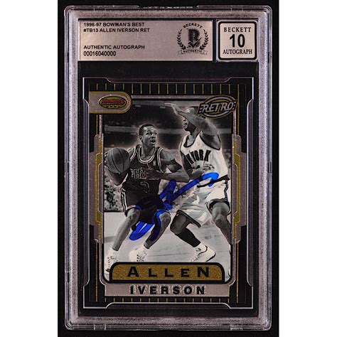 Allen Iverson Signed 1996 97 Bowman S Best TB13 RET RC BGS