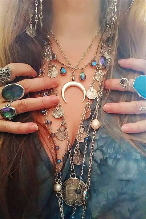 Crescent Moon Necklace Hippie Boho Bohemian Style Jewelry In 2021