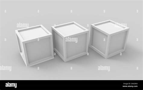 3d Rendering Of Three Boxes Isolated In A Studio Background Stock Photo