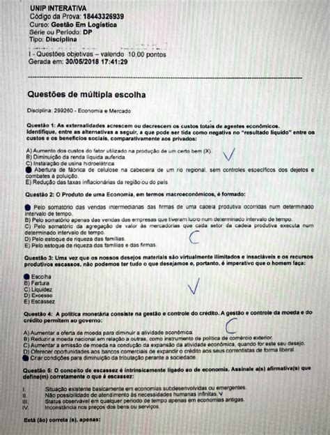 Prova Presencial Economia E Mercado UNIP EAD Economia De Mercado