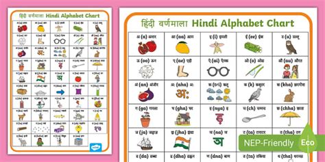 हिंदी वर्णमाला Hindi Alphabet Chart Twinkl