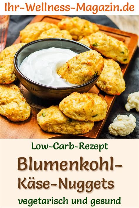 Low Carb Blumenkohl Käse Nuggets gesundes vegetarisches Hauptgericht