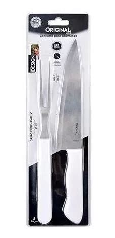 Kit Churrasco Inox Design 2 Pçs faca 7 Garfo 5 Original