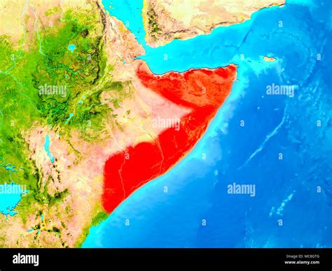 Somalia Highlighted In Red On Planet Earth 3D Illustration Elements