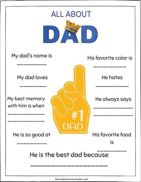 10 Super All About My Dad Worksheets Easy Print The Simple Homeschooler