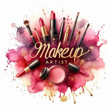 Premium AI Image | makeup artist logo graphic in ombre watercolor splash white background