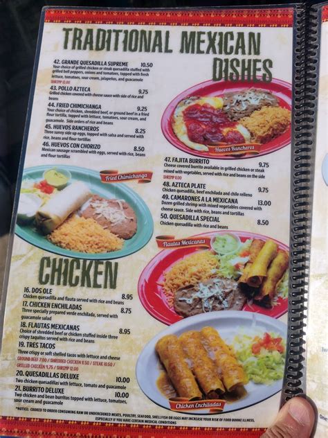 Menu At Aztecas Mexican Grill Restaurant Pell City