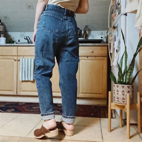 A Medium Dark Wash Ultra High Waisted Mom Jean Depop