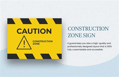 Construction Zone Sign Template In Pages Illustrator Word Psd