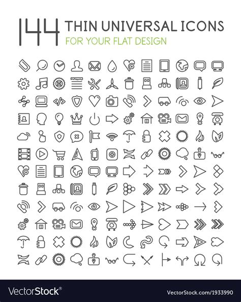 Large Collection Of Thin Universal Web Icon Set Vector Image