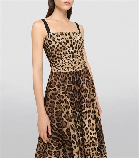 Dolce And Gabbana Silk Leopard Print Midi Dress Harrods Us