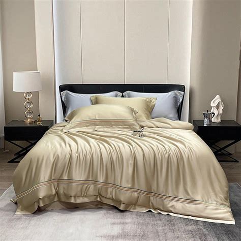 Emmi 100 Bamboo Linen Champagne Duvet Cover 4pcs Pleasant Decor