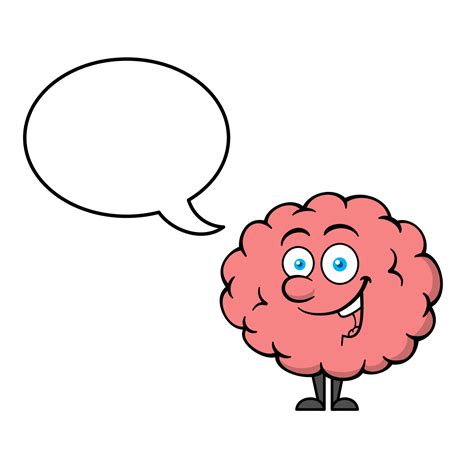 Brain Cartoon Character With Speech Bubble 7630707 Vector Art At Vecteezy