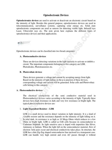 Optoelectronic Devices | PDF | P–N Junction | Semiconductors