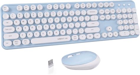 Ubotie Colorful Computer Wireless Keyboard Mouse Combos Typewriter Flexible Keys