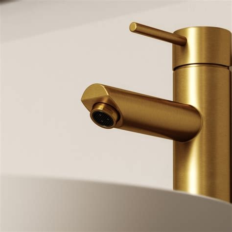 Brushed Gold Mixer By Deck Mounted By Basin Taps