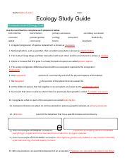 Ecology Study Guide 1 Pdf Name Destiny Tucker Date Ecology Study