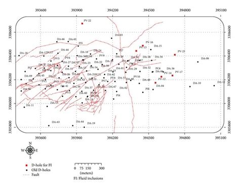 Location map of drill holes (red circles refer to locations of drill... | Download Scientific ...