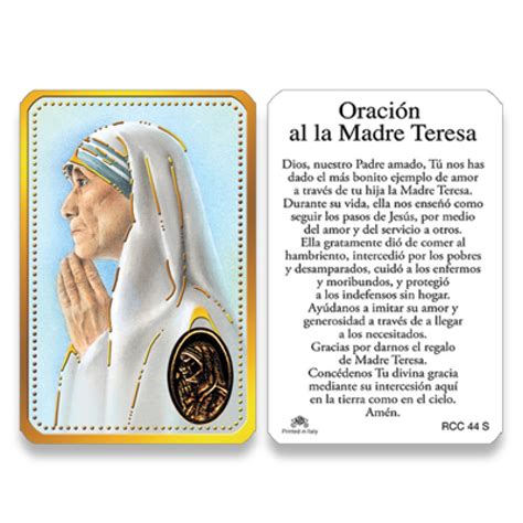 RCC MOTHER TERESA PRAYER CARD SPANISH 25/PKG - San Francis