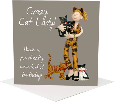 Holy Mackerel Crazy Cat Lady Birthday Card One Lump Or Two Greeting