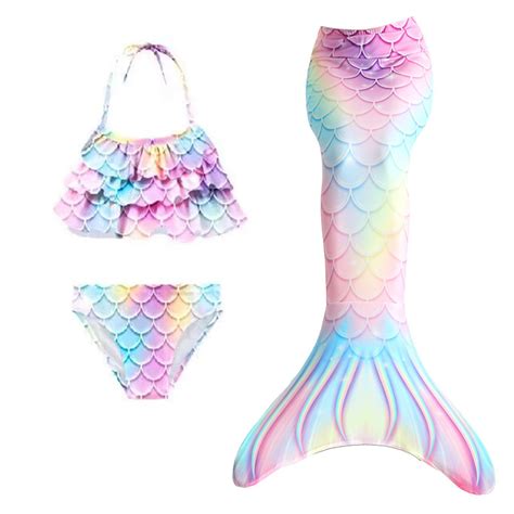 MUXiin Mermaid Tail Swimsuit Set Mermaid Tail Sling Bikini Fish Scale