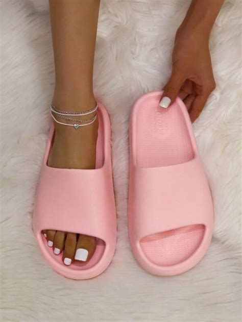 Women Single Band Slides Eva Preppy Slides Shein Uk