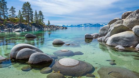 Nature Landscape Lake Trees Rocks Clear Water Water Ripples