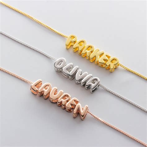 14k Gold Plated Bubble Letter Necklace Bubble Name Necklace Girlfriend