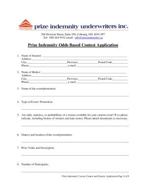 Fillable Online Prize Indemnity Insurance What It Is How It Works